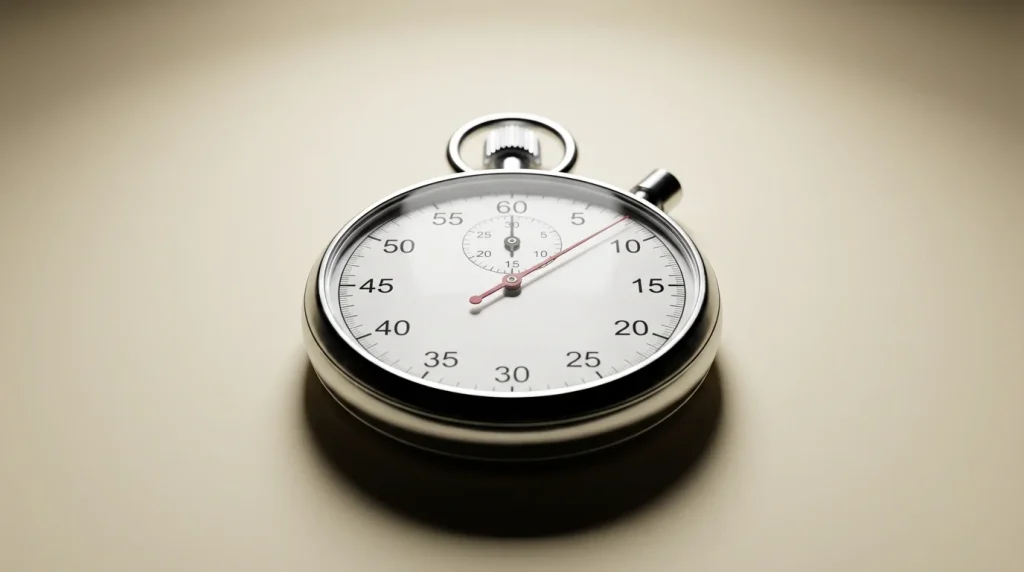 Stopwatch on a clean surface representing fast casino withdrawal processing times